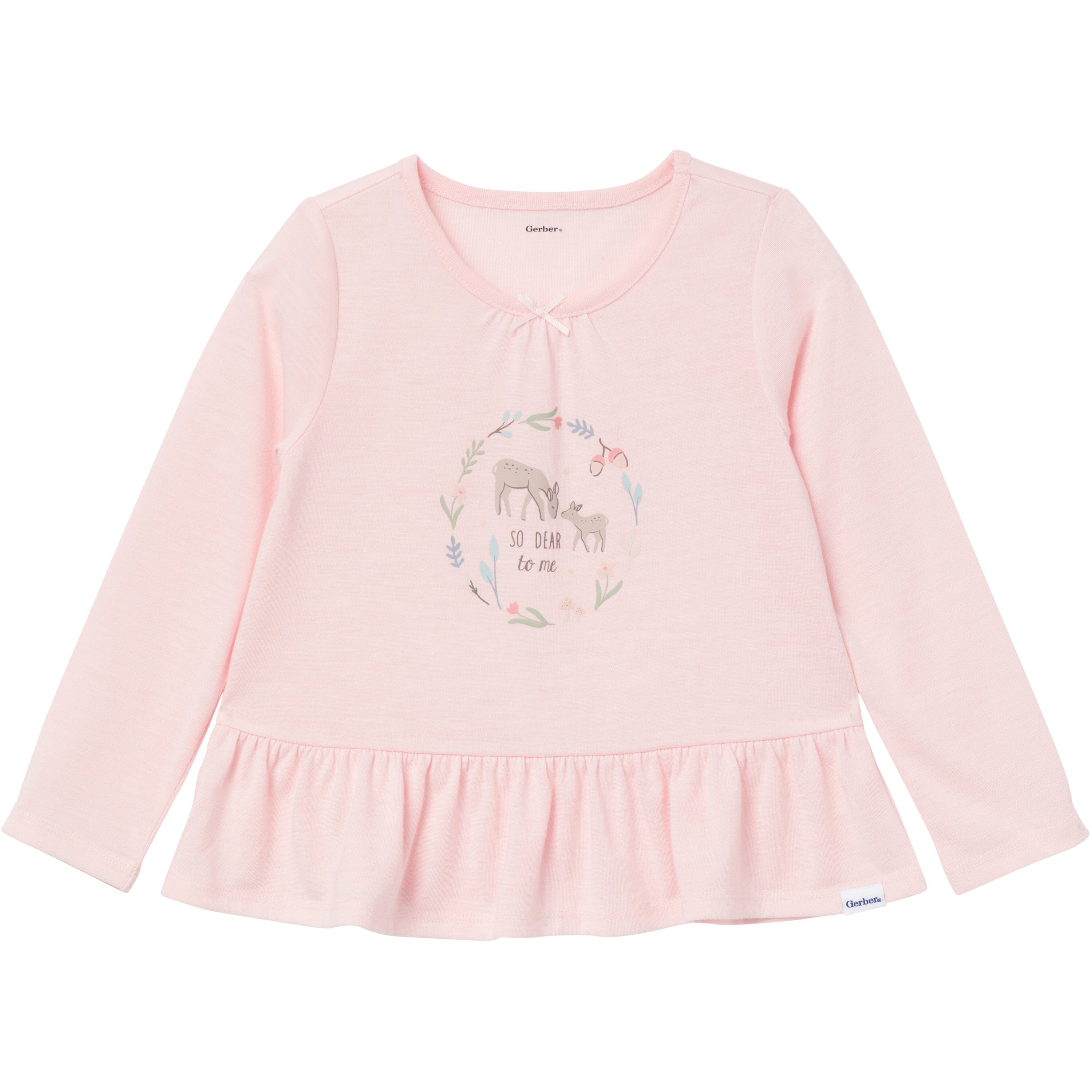 2-Piece Toddler Girls Deer Peplum Pajama Set
