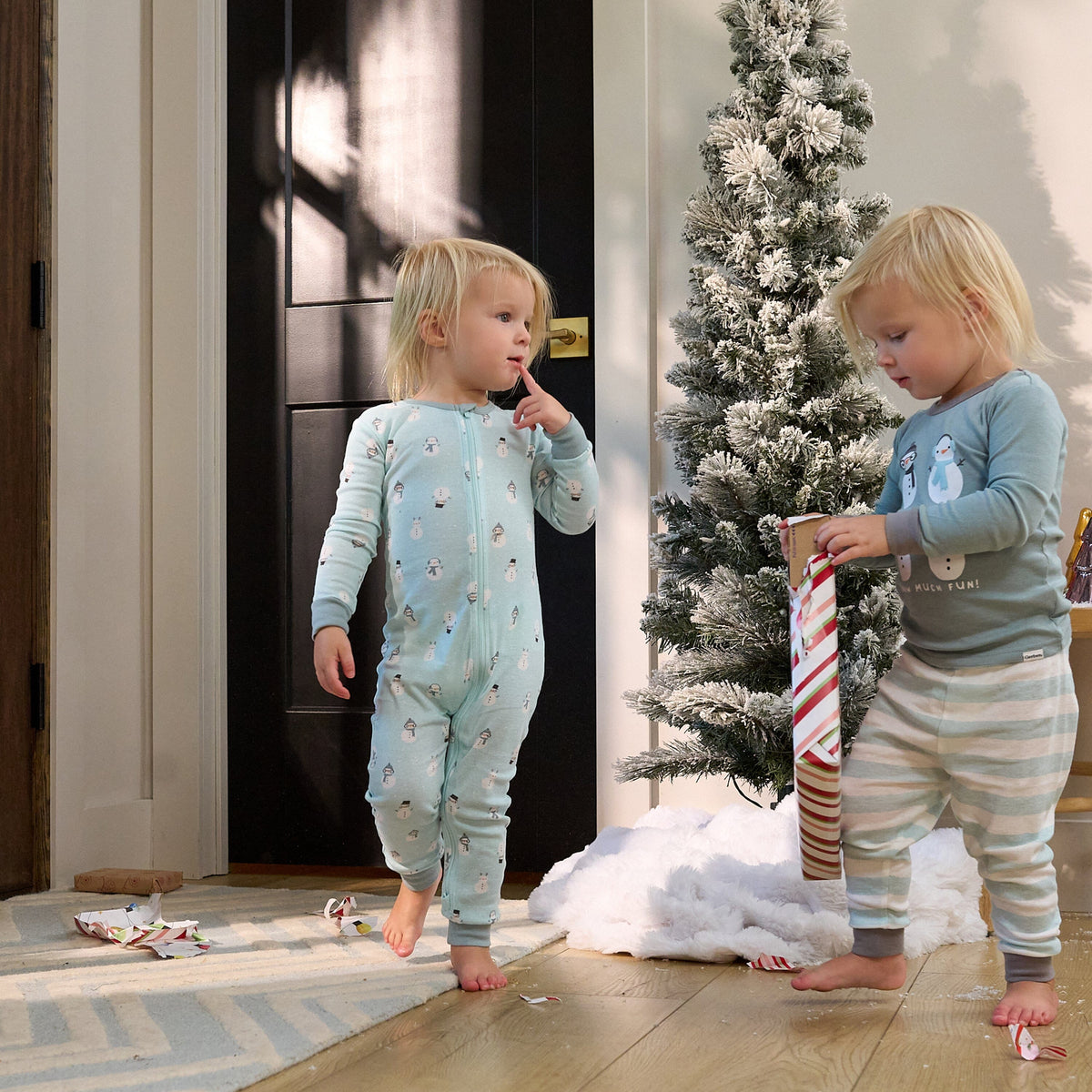 2-Pack Infant & Toddler Snowman Stripe Snug Fit Footless Pajamas sleepwear Gerber® 