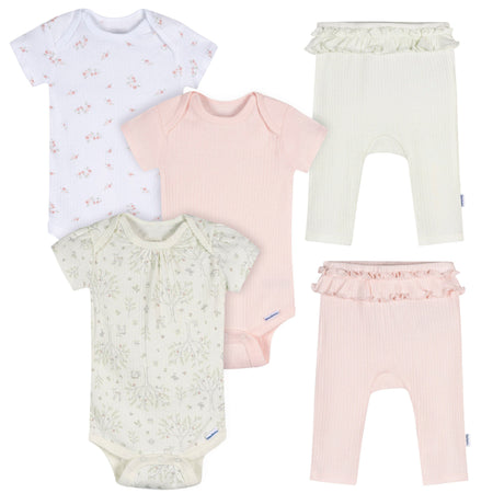 5-Piece Baby Girls Deer Bodysuits & Pants Set