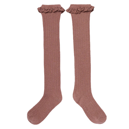 2-Pack Toddler Girls Neutral Lace Knee Socks