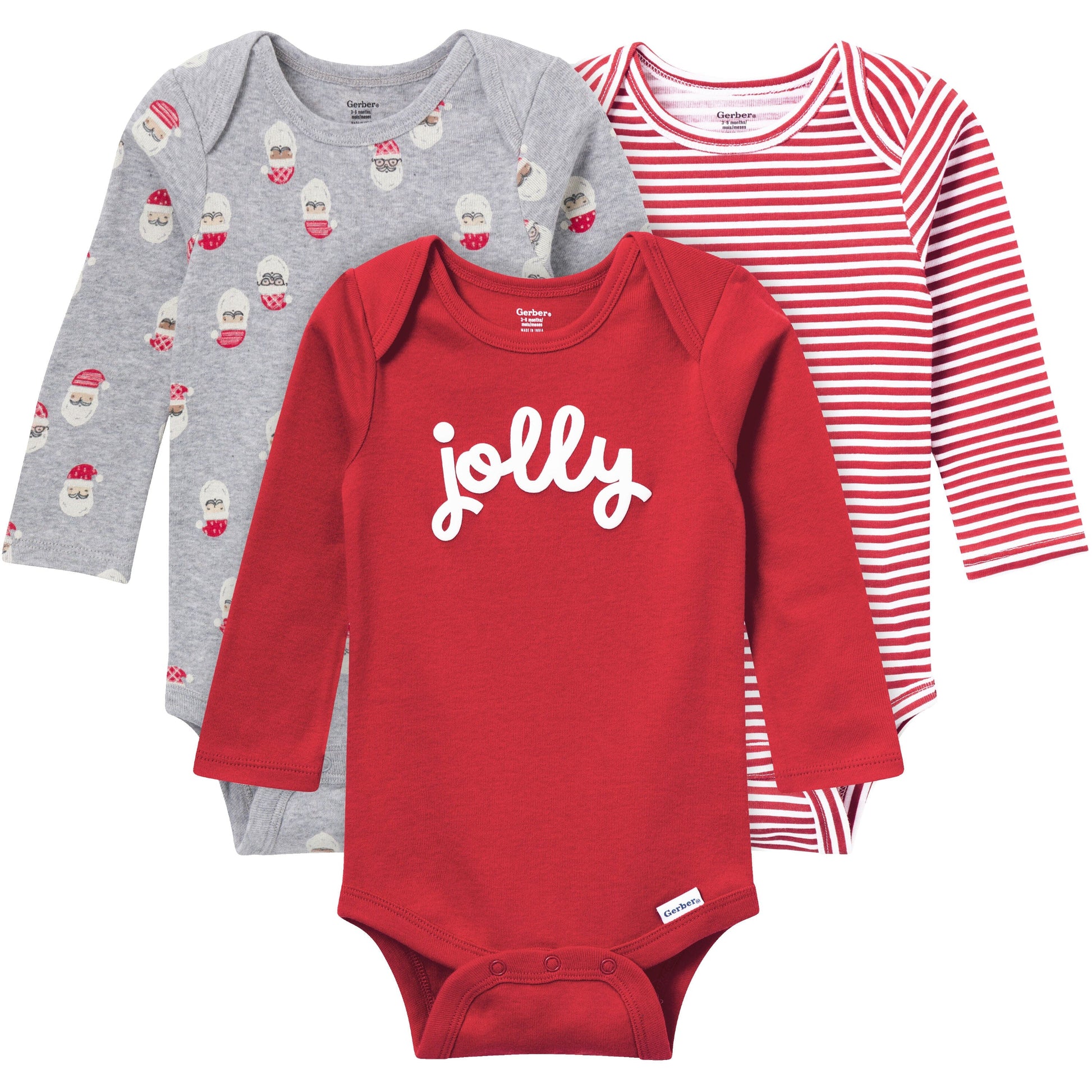 3-Pack Baby Neutral Jolly Long Sleeve Onesies® Bodysuits onesies Gerber® 