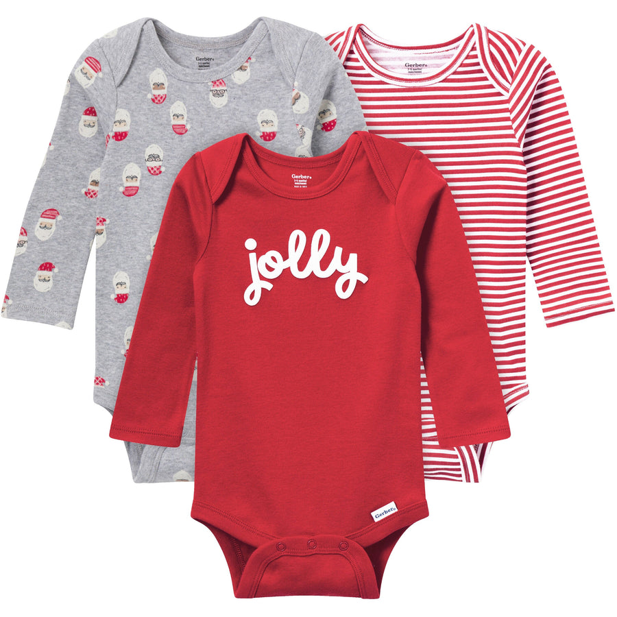3-Pack Baby Neutral Jolly Long Sleeve Onesies® Bodysuits onesies Gerber® 