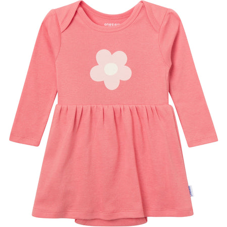 Baby Girls Pink Flower Bodysuit Dress