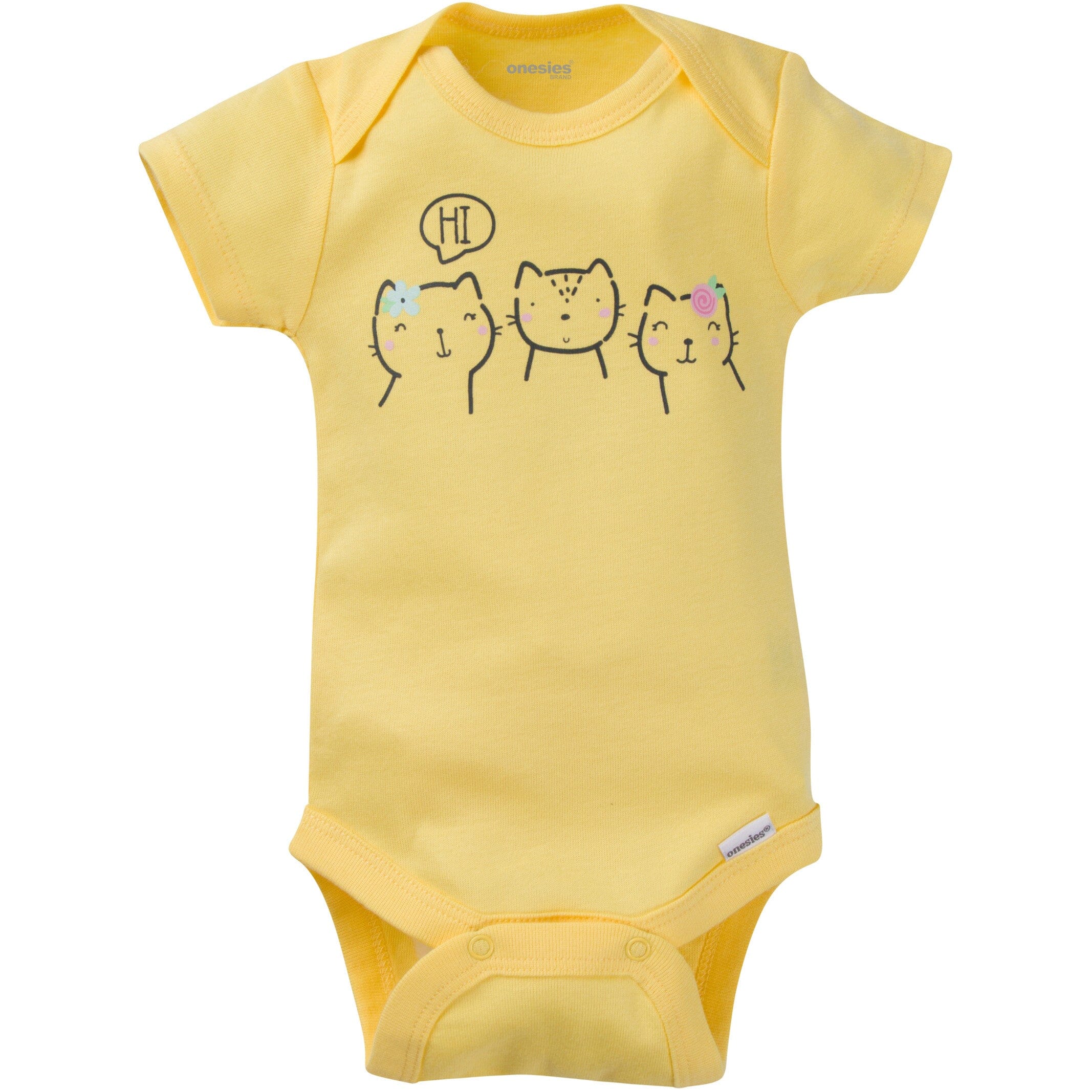 8-Pack Baby Girl Kitty Short Sleeve Onesies® Brand Bodysuits