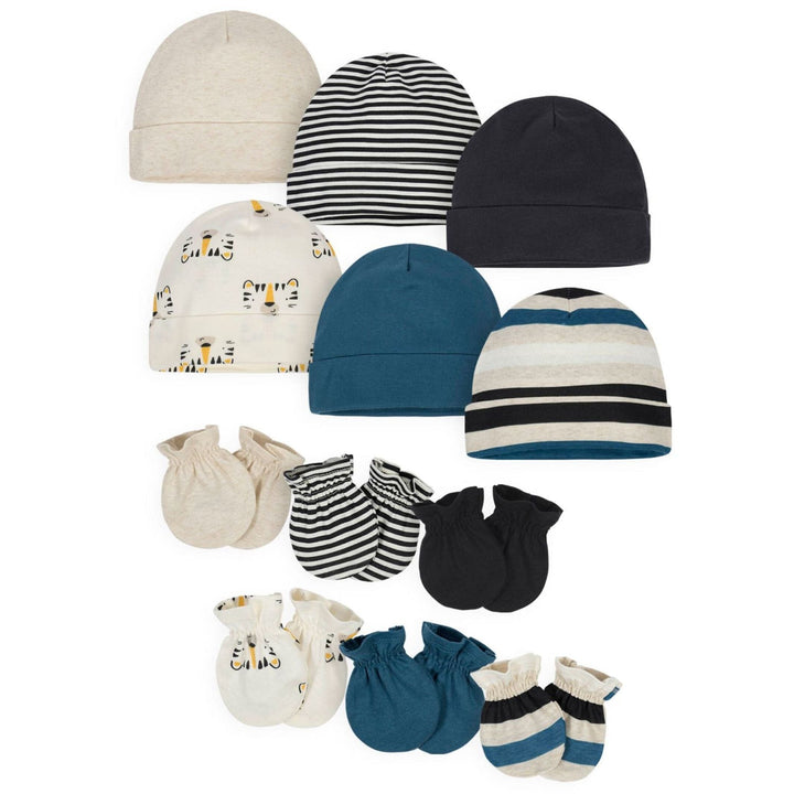 12-Pack Baby Boys Tiger Cap and Mitten Set