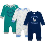 3-Pack Baby Boys Silly Goose Lap Shoulder Footless Pajamas sleepwear Gerber® 