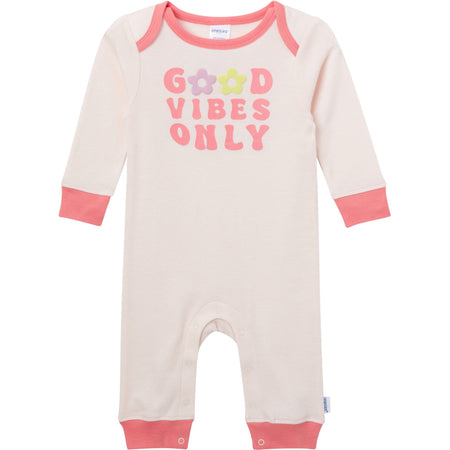 3-Pack Baby Girls Good Vibes Lap Shoulder Rompers
