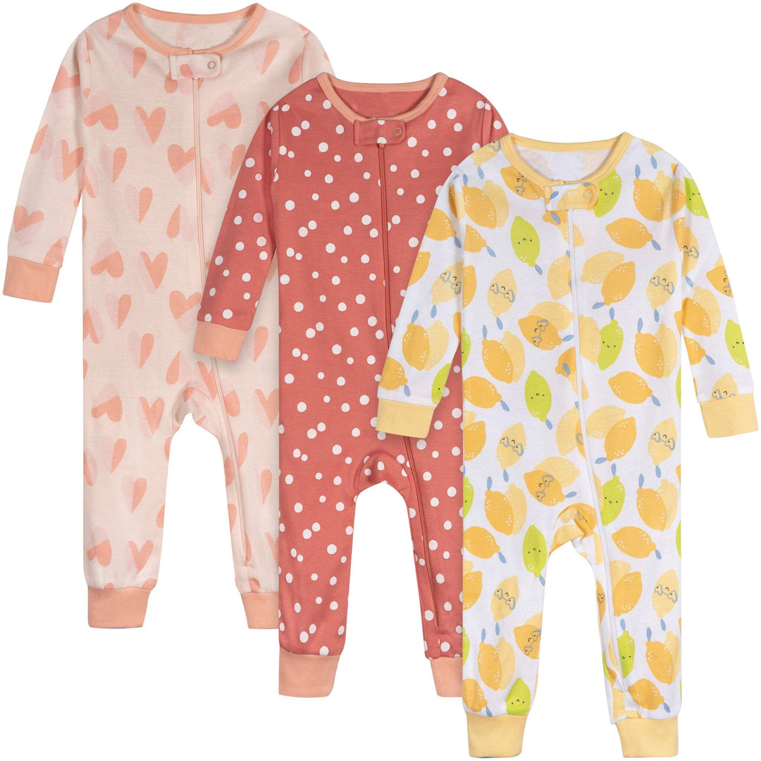 3-Pack Baby Girls Lemons Footless Pajamas – Gerber Childrenswear