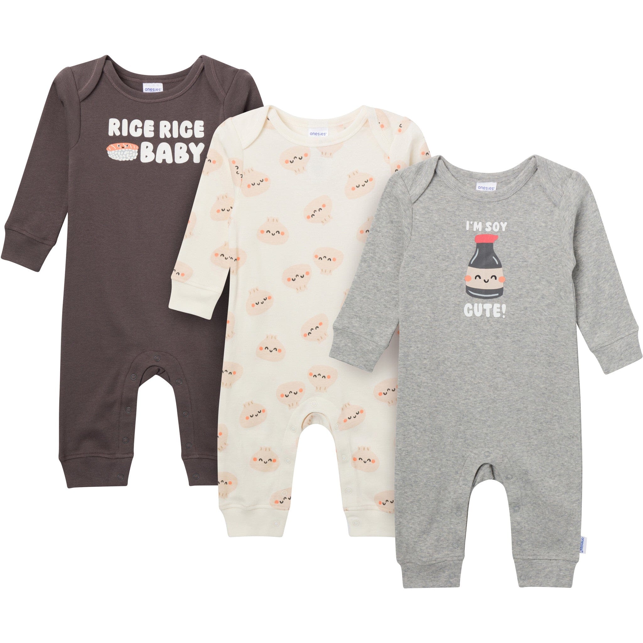 3-Pack Baby Neutral Soy Cute Lap Shoulder Footless Pajamas sleepwear Gerber® 