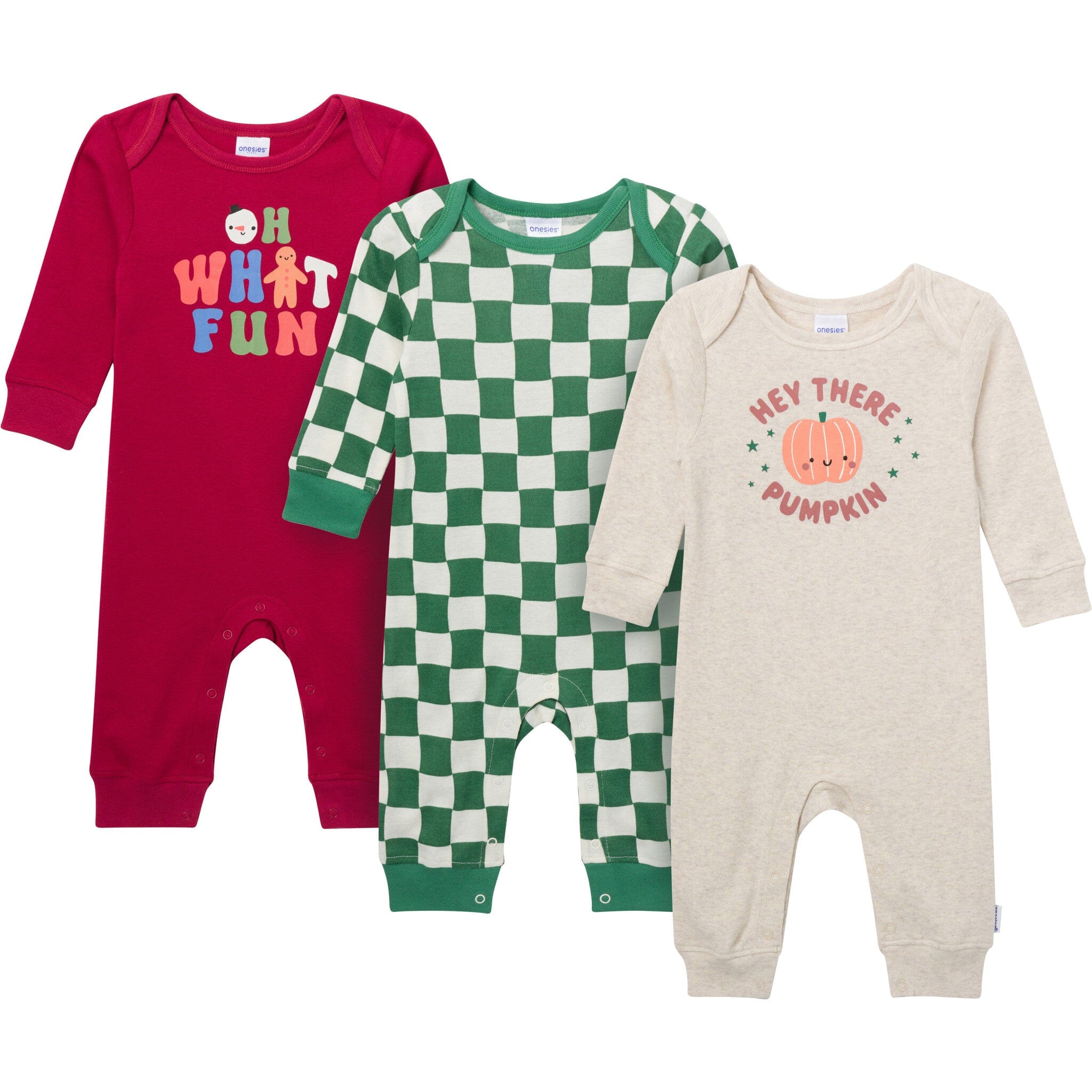 3-Pack Baby Neutral What Fun Pumpkin Lap Shoulder Footless Pajamas sleepwear Gerber® 