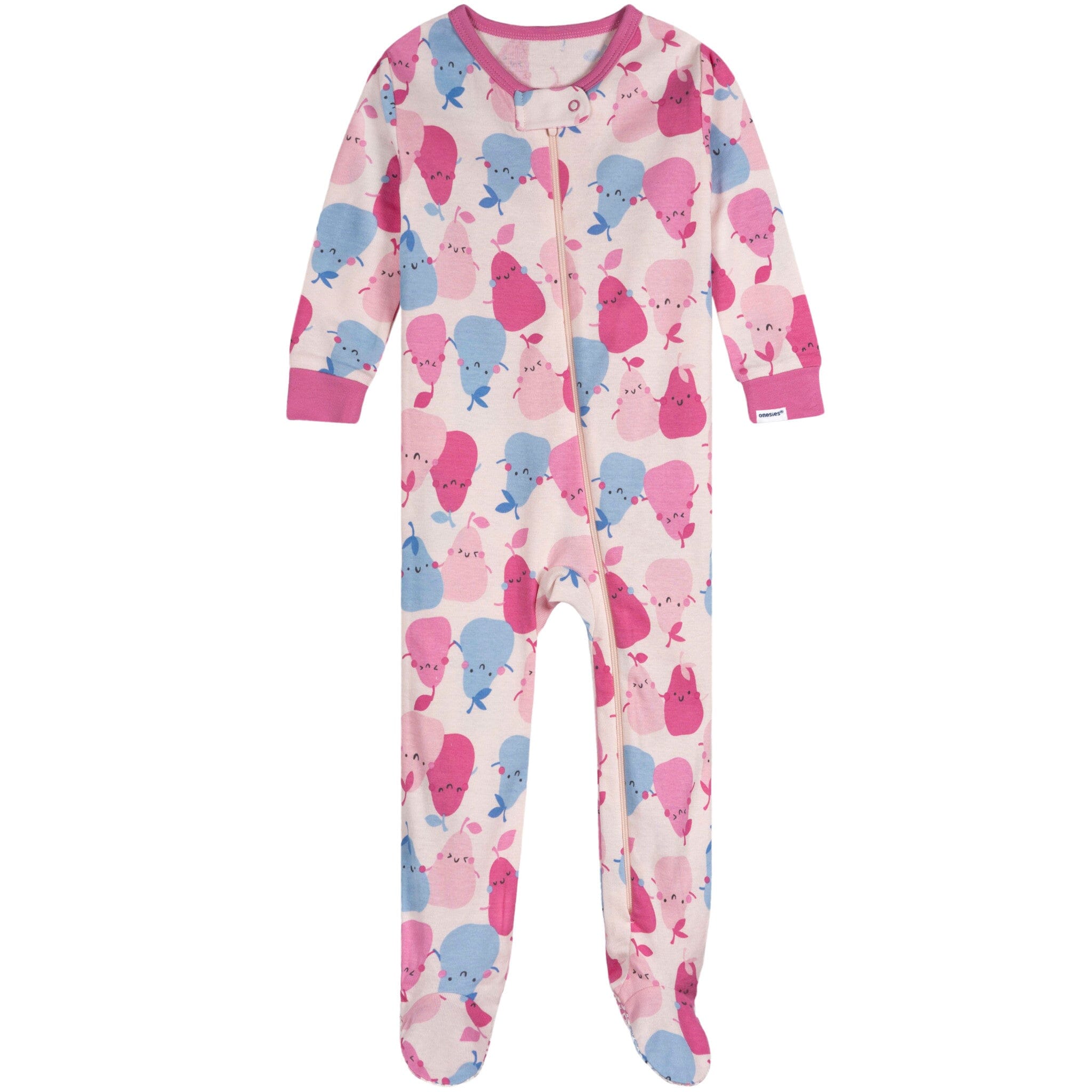 4-Pack Baby Girls Pears Snug Fit Footed Pajamas