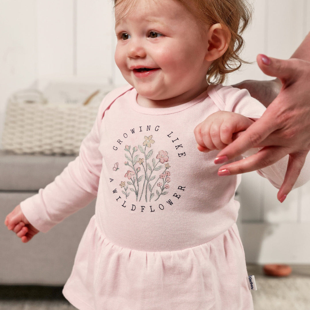 5-Pack Baby Girls Flowers Long Sleeve Bodysuits