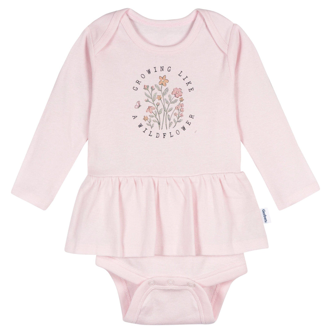 5-Pack Baby Girls Flowers Long Sleeve Bodysuits