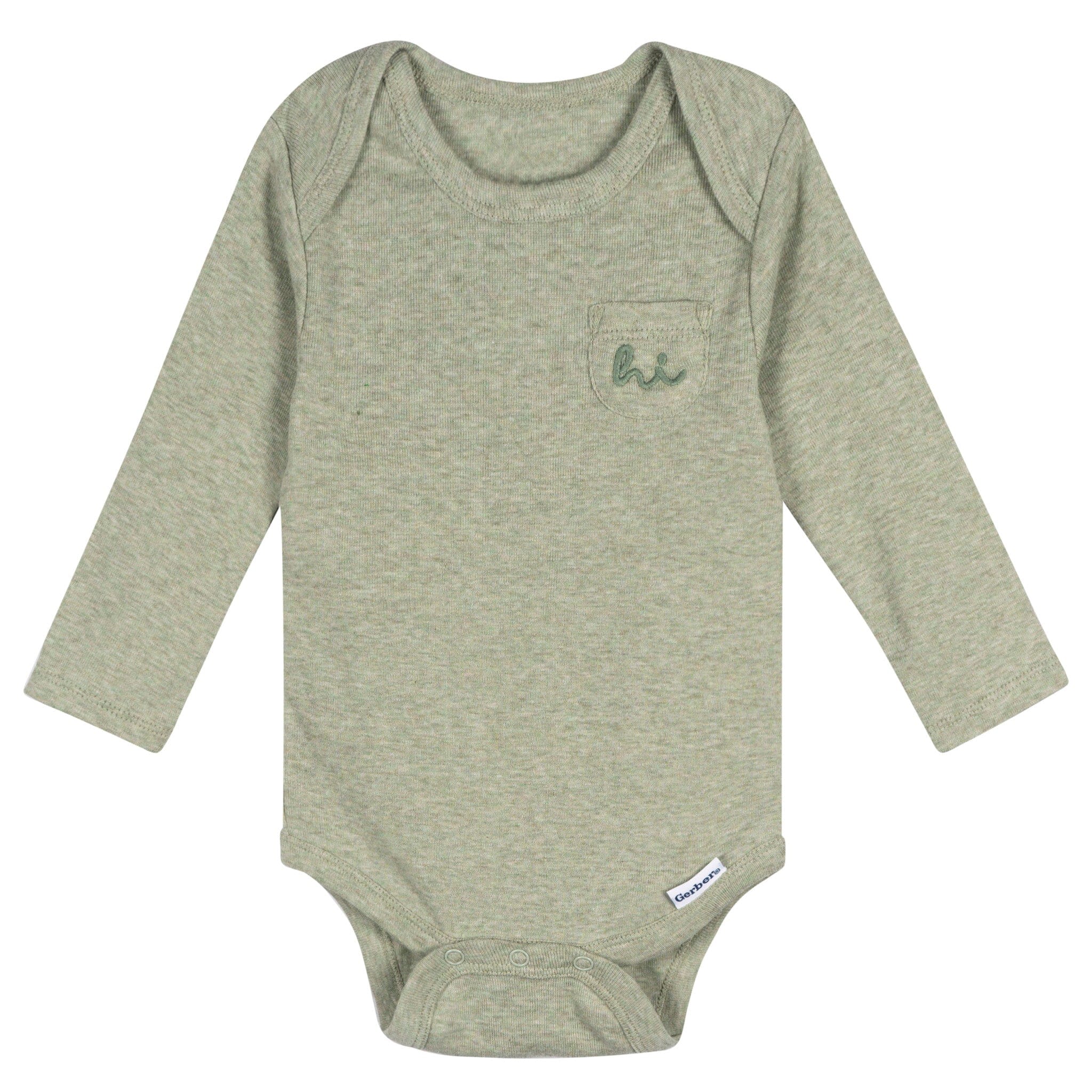 5-Pack Baby Neutral Green Heather Long Sleeve Bodysuits Onesies Bodysuits Gerber® 