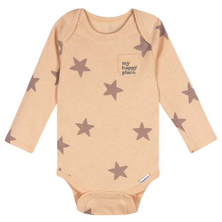 5-Pack Baby Neutral Stars Long Sleeve Bodysuits