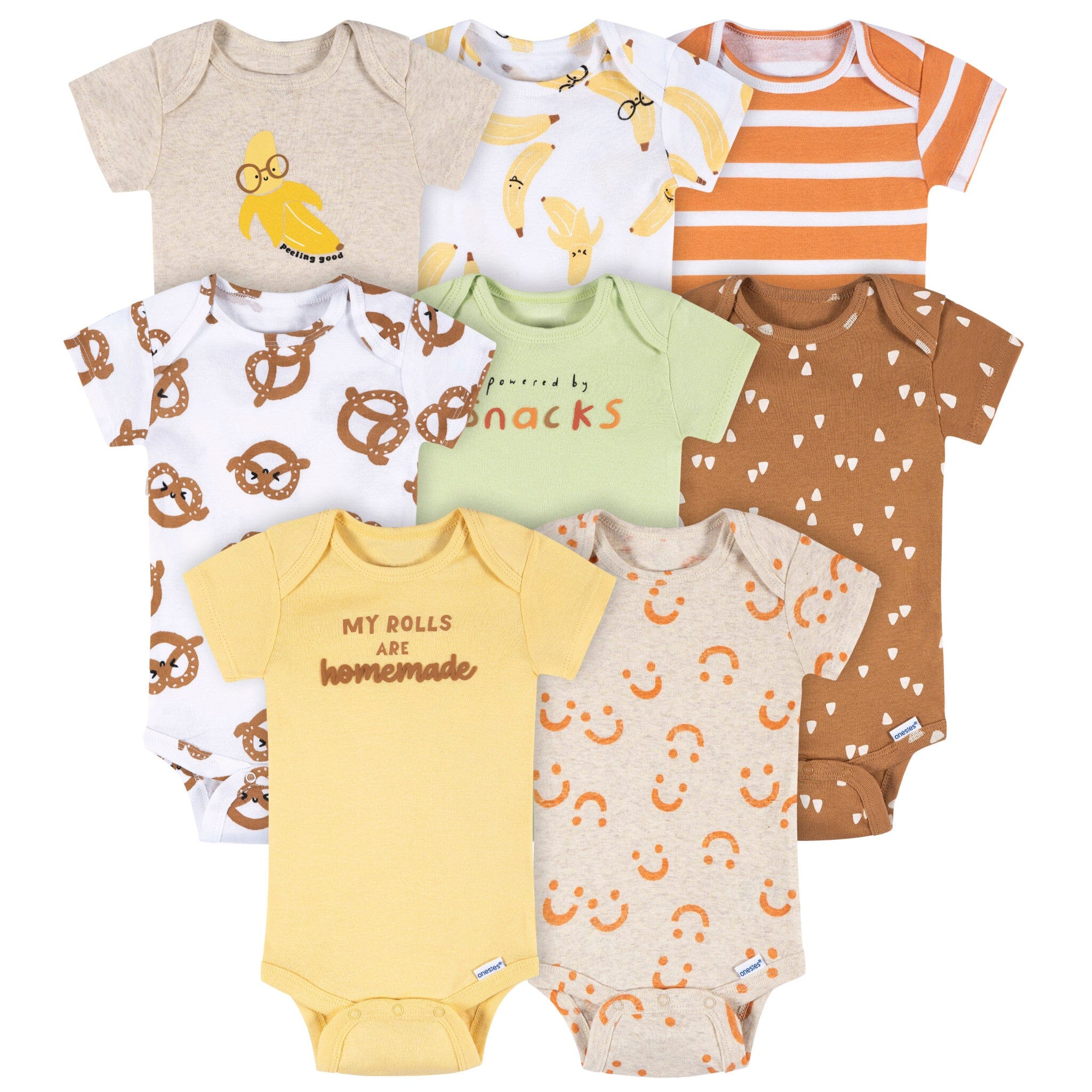 8-Pack Baby Neutral Peeling Good Short Sleeve Onesies® Bodysuits onesies Onesies® Brand 