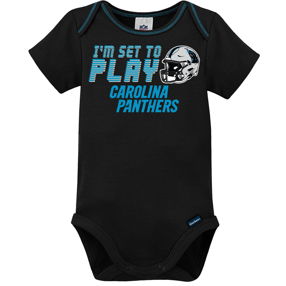 3-Pack Baby Boys Panthers Short Sleeve Bodysuits