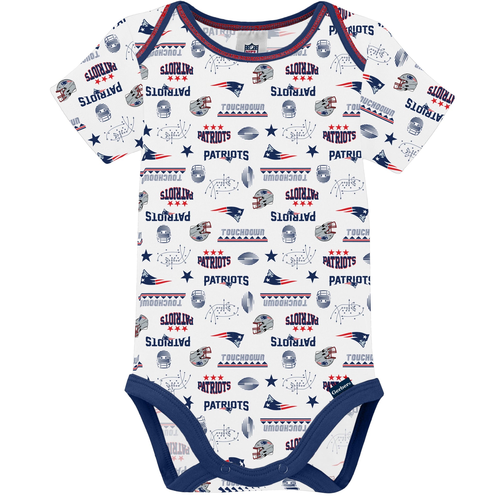 3-Pack Baby Boys Patriots Short Sleeve Bodysuits