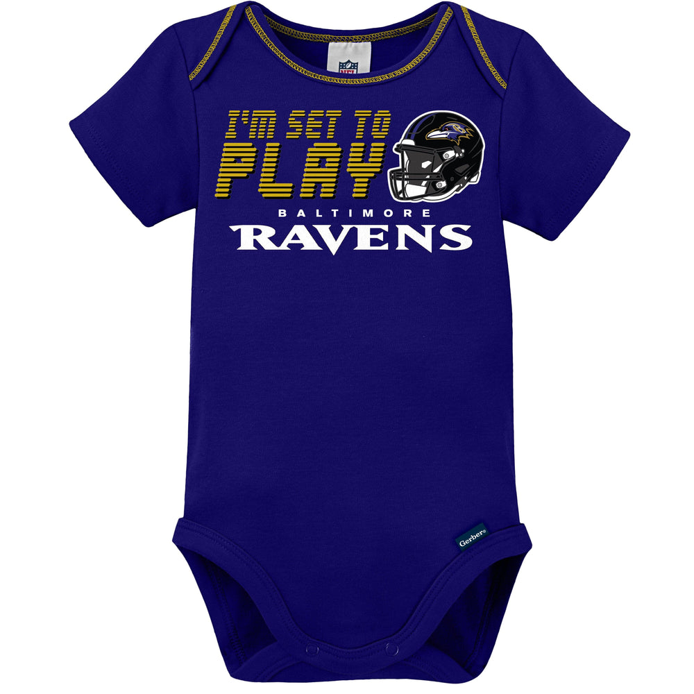 3-Piece Baby Boys Baltimore Ravens Bodysuit, Sleep 'N Play, and Cap Set