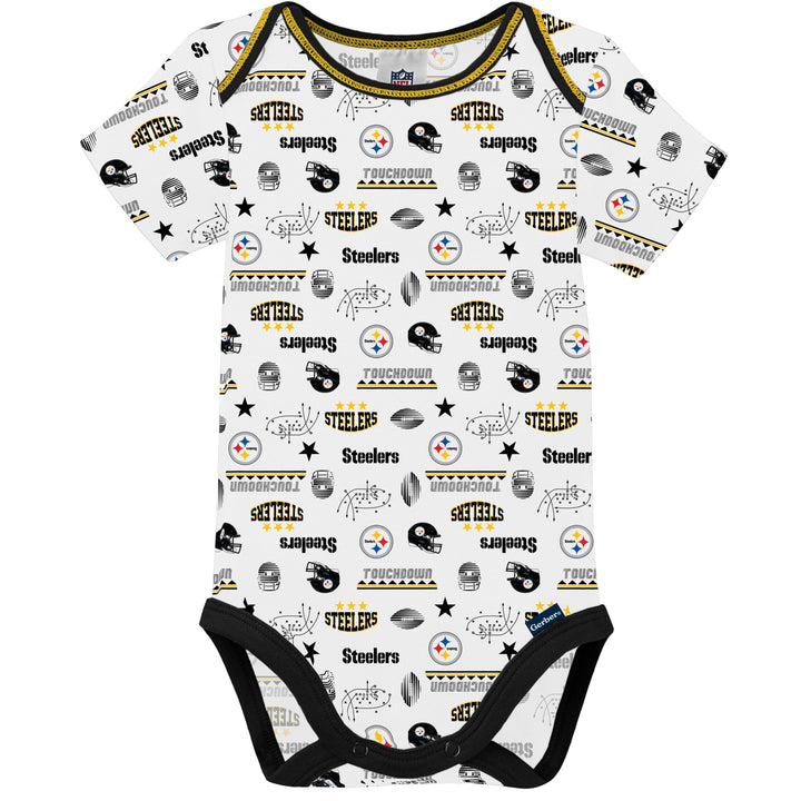 3-Pack Baby Boys Steelers Short Sleeve Bodysuits