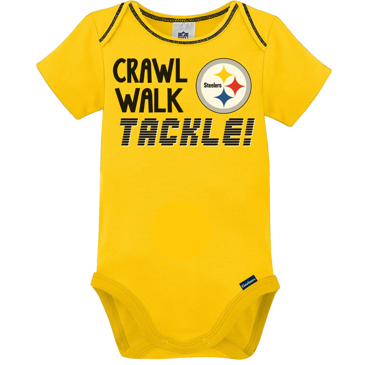 3-Pack Baby Boys Steelers Short Sleeve Bodysuits