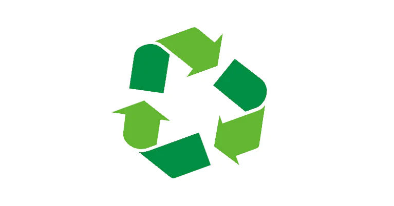 Sustainability recycle logo in green.