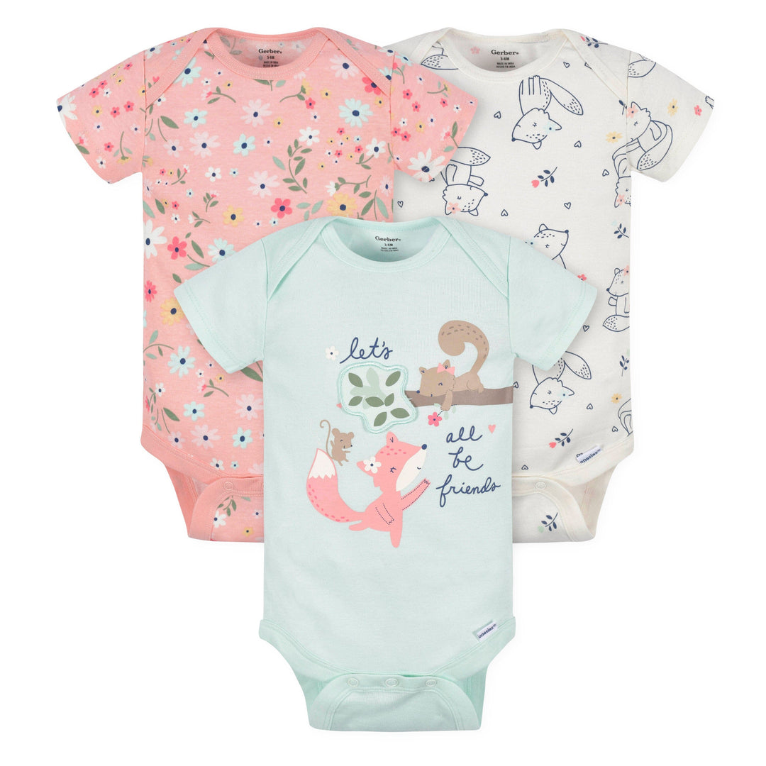 10- Baby Girls Fox Onesies® Bodysuits, Pants, and Caps Set