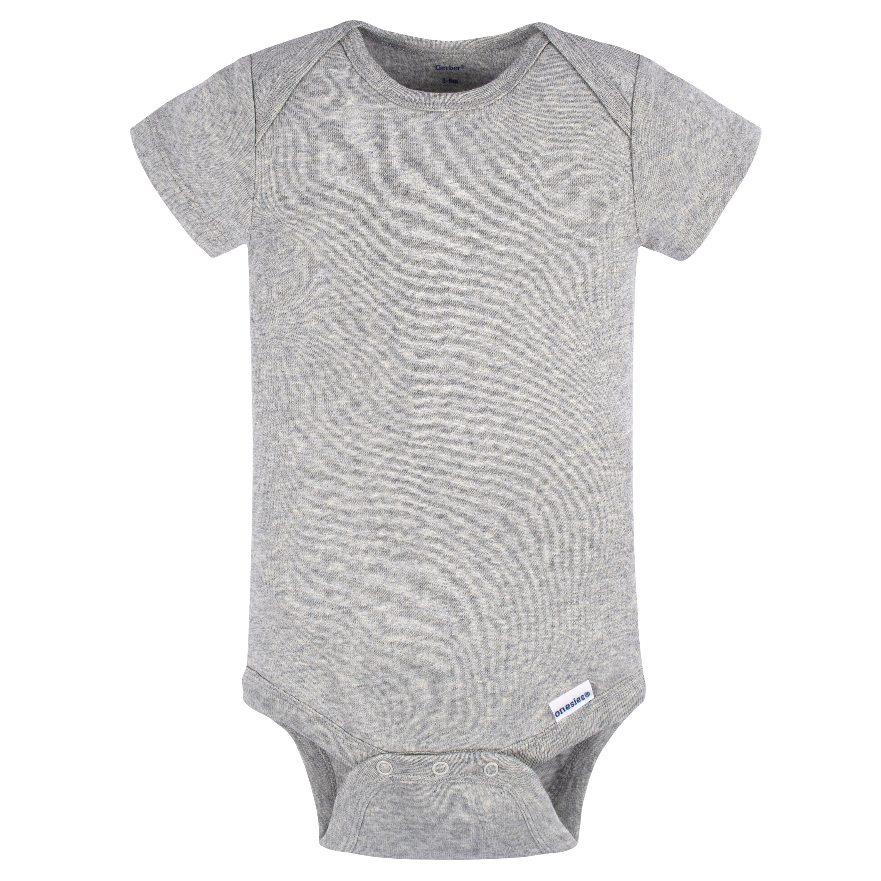 5-Pack Baby Neutral Grey/ Lt Grey Heather Short Sleeve Onesies® Bodysuits