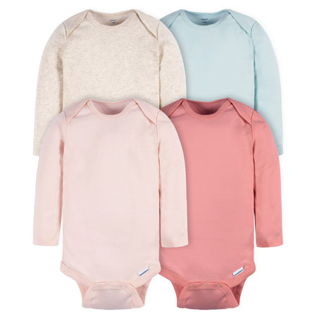 4-Pack Baby Neutral Blue/ Pink Long Sleeve Onesies® Bodysuits