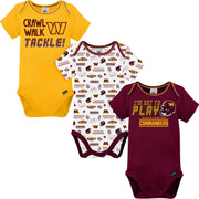 3-Pack Baby Boys Washington Commanders Short Sleeve Bodysuits