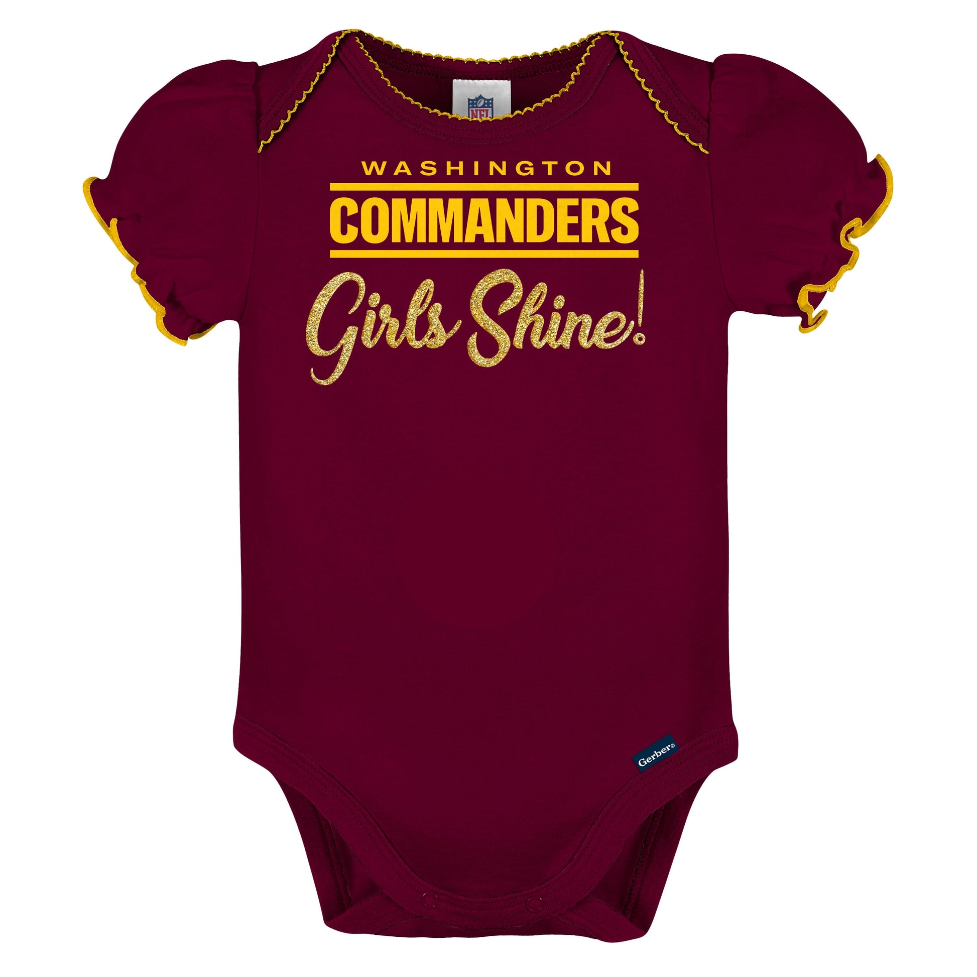 3-Pack Baby Girls Washington Commanders Short Sleeve Bodysuits