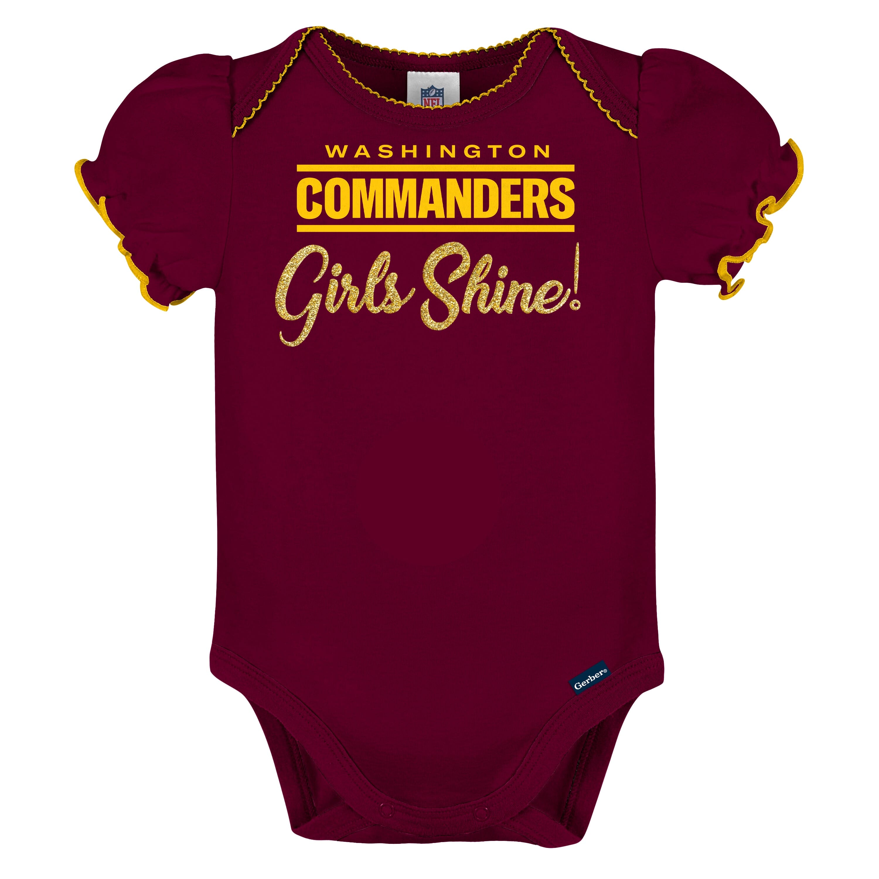 3-Pack Baby Girls Washington Commanders Short Sleeve Bodysuits