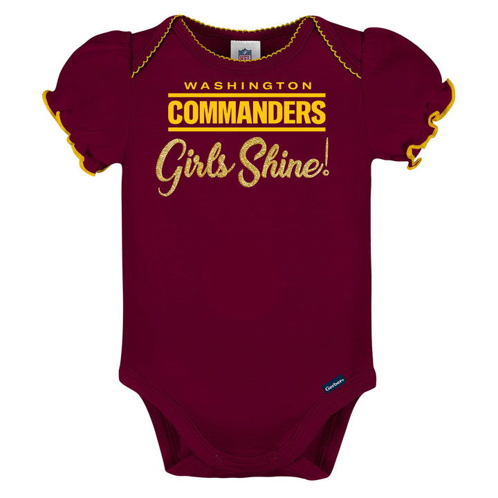 3-Pack Baby Girls Washington Commanders Short Sleeve Bodysuits