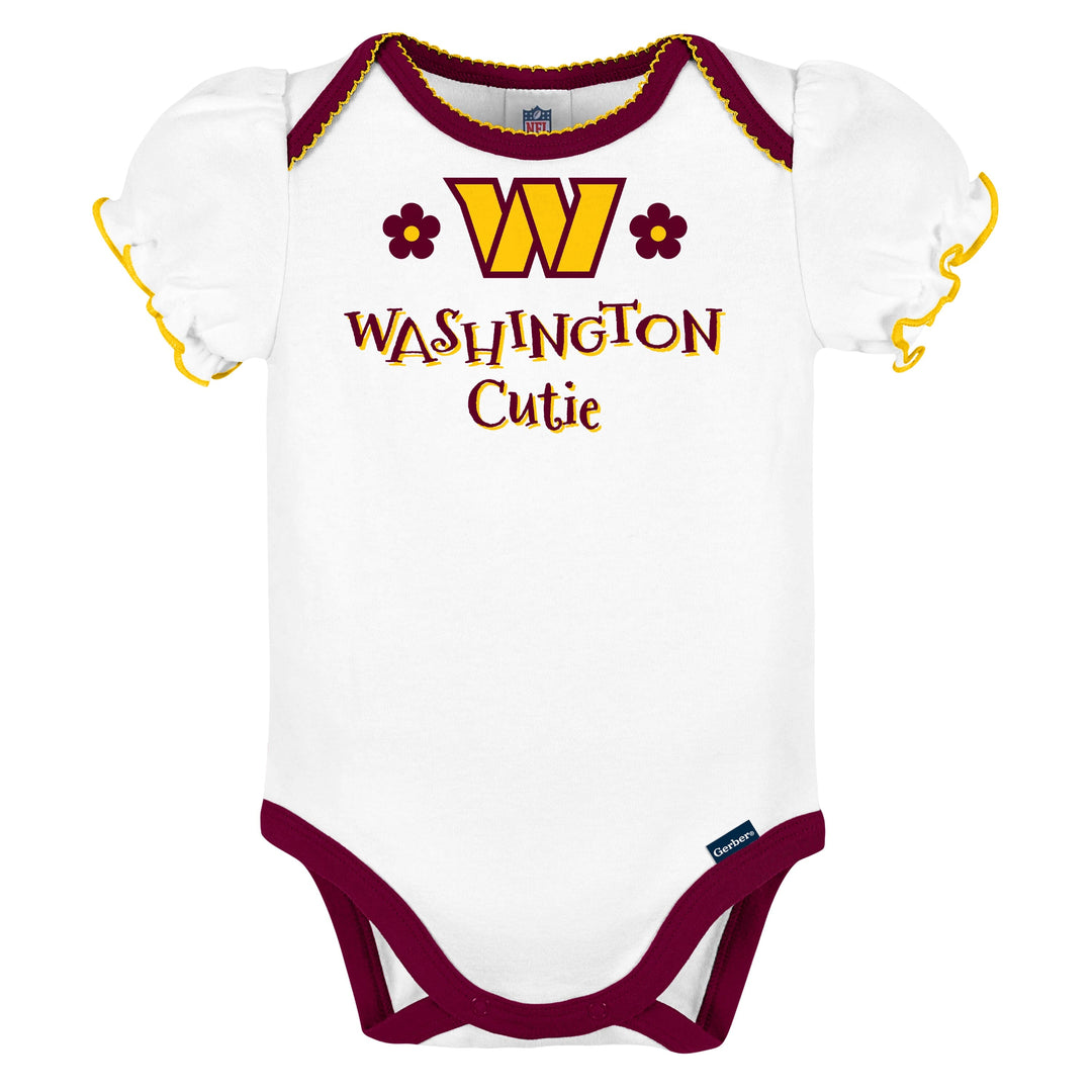3-Pack Baby Girls Washington Commanders Short Sleeve Bodysuits