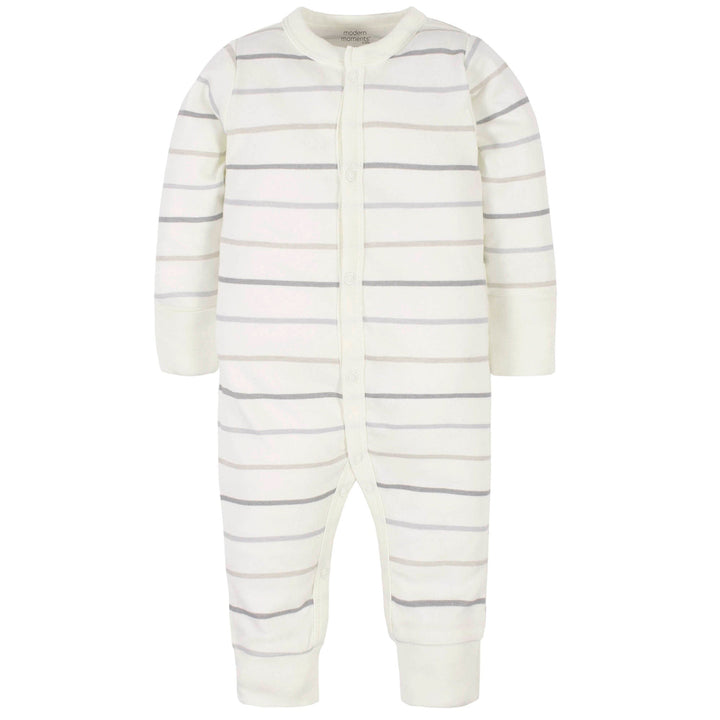 Baby Neutral Stripes Organic Coveralls