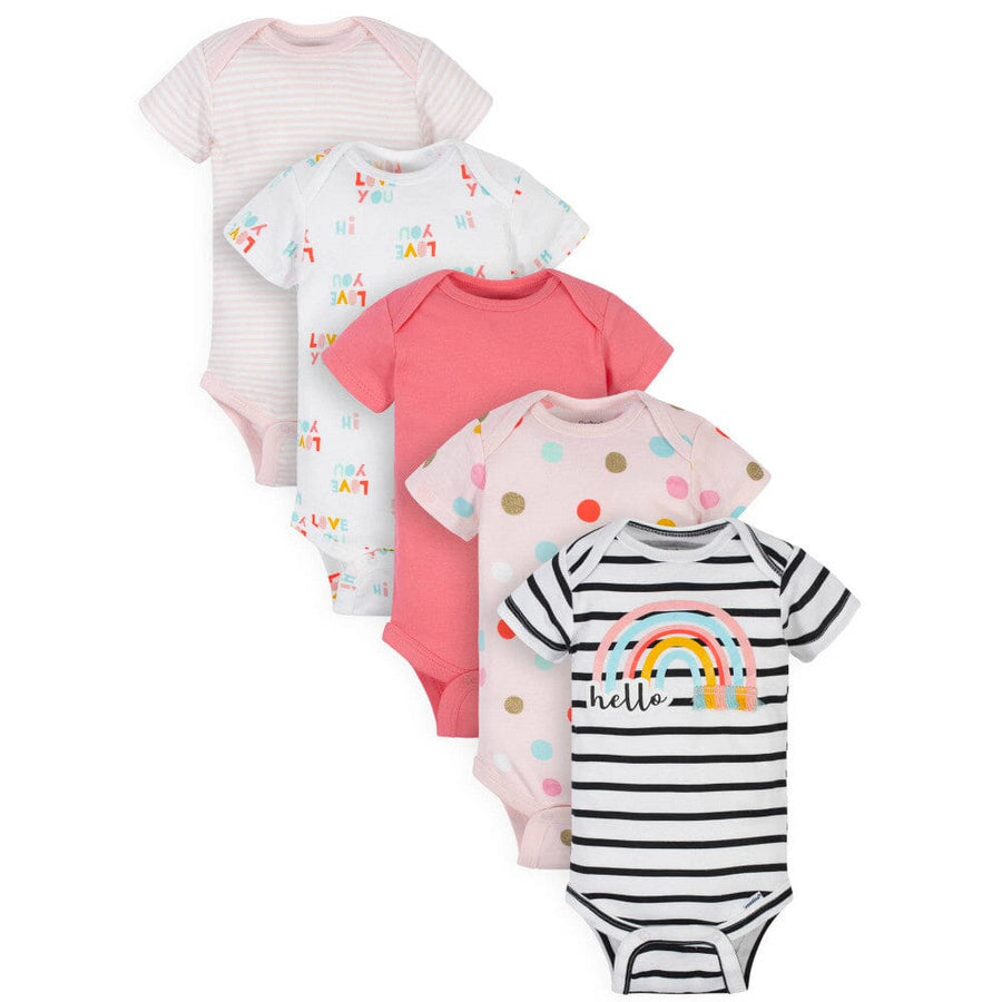 5-Pack Baby Girls Rainbow Onesies Bodysuits