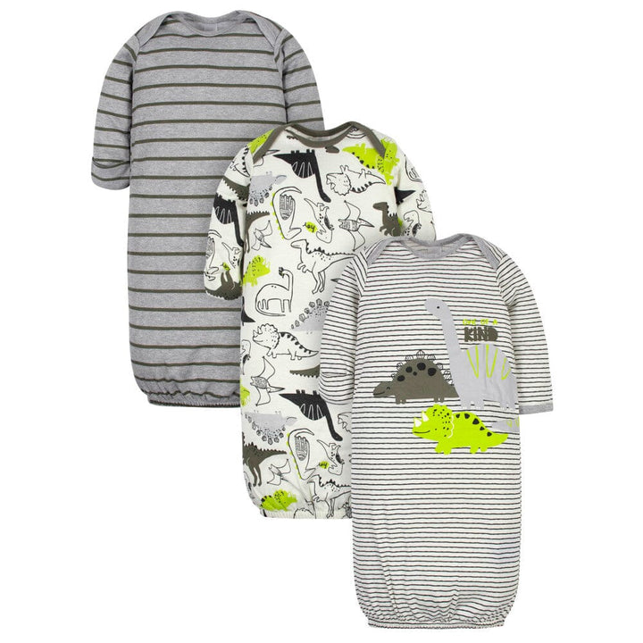 3-Pack Baby Boys Dino Gowns