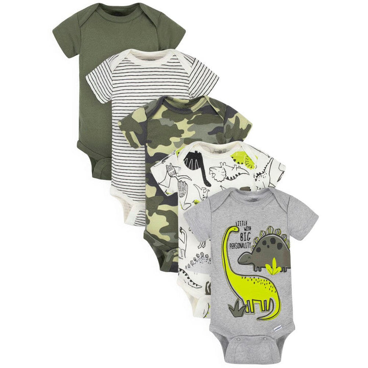 5-Pack Baby Boys Dino Short Sleeve Onesies® Bodysuits