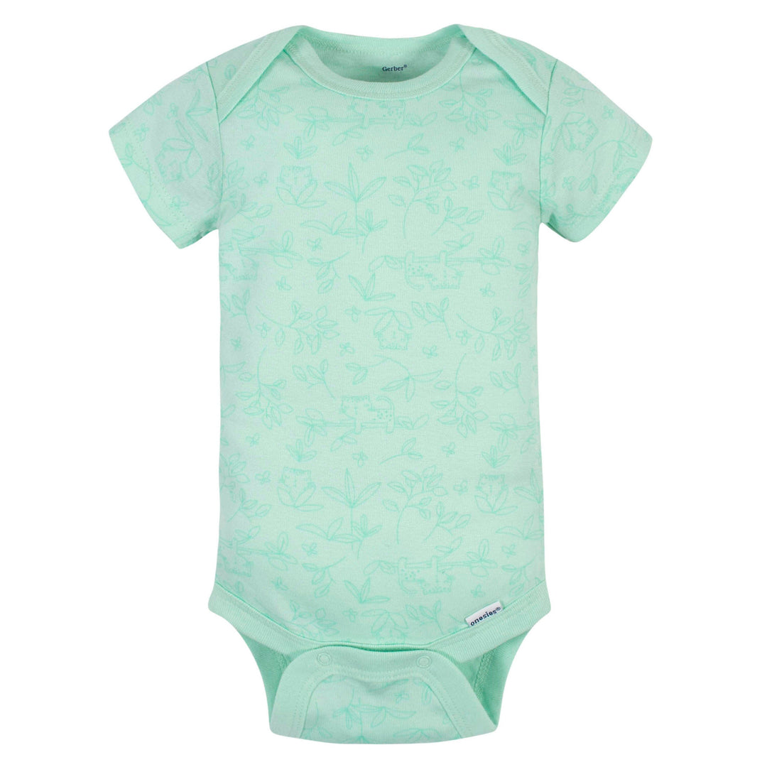 5-Pack Baby Girls Garden Floral Organic Short Sleeve Onesies® Brand Bodysuits