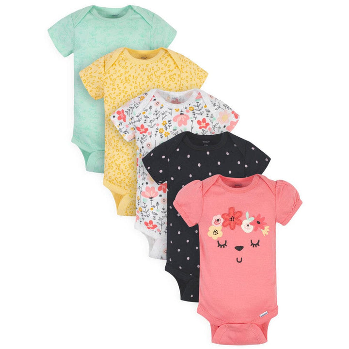 5-Pack Baby Girls Garden Floral Short Sleeve Onesies® Bodysuits