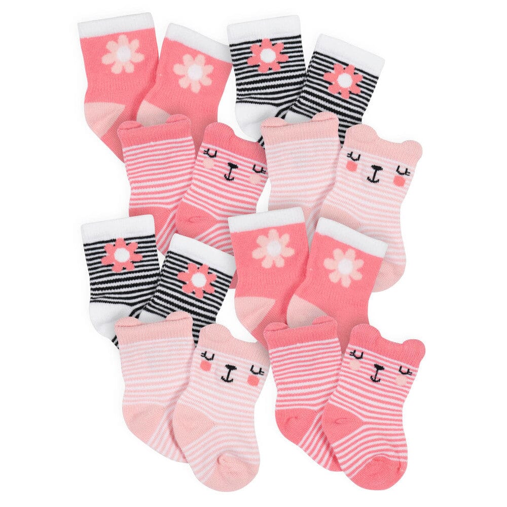 8-Piece Baby Girls Garden Floral Wiggle-Proof™ Socks