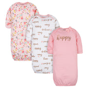 3-Pack Baby Girls Love You Organic Gowns