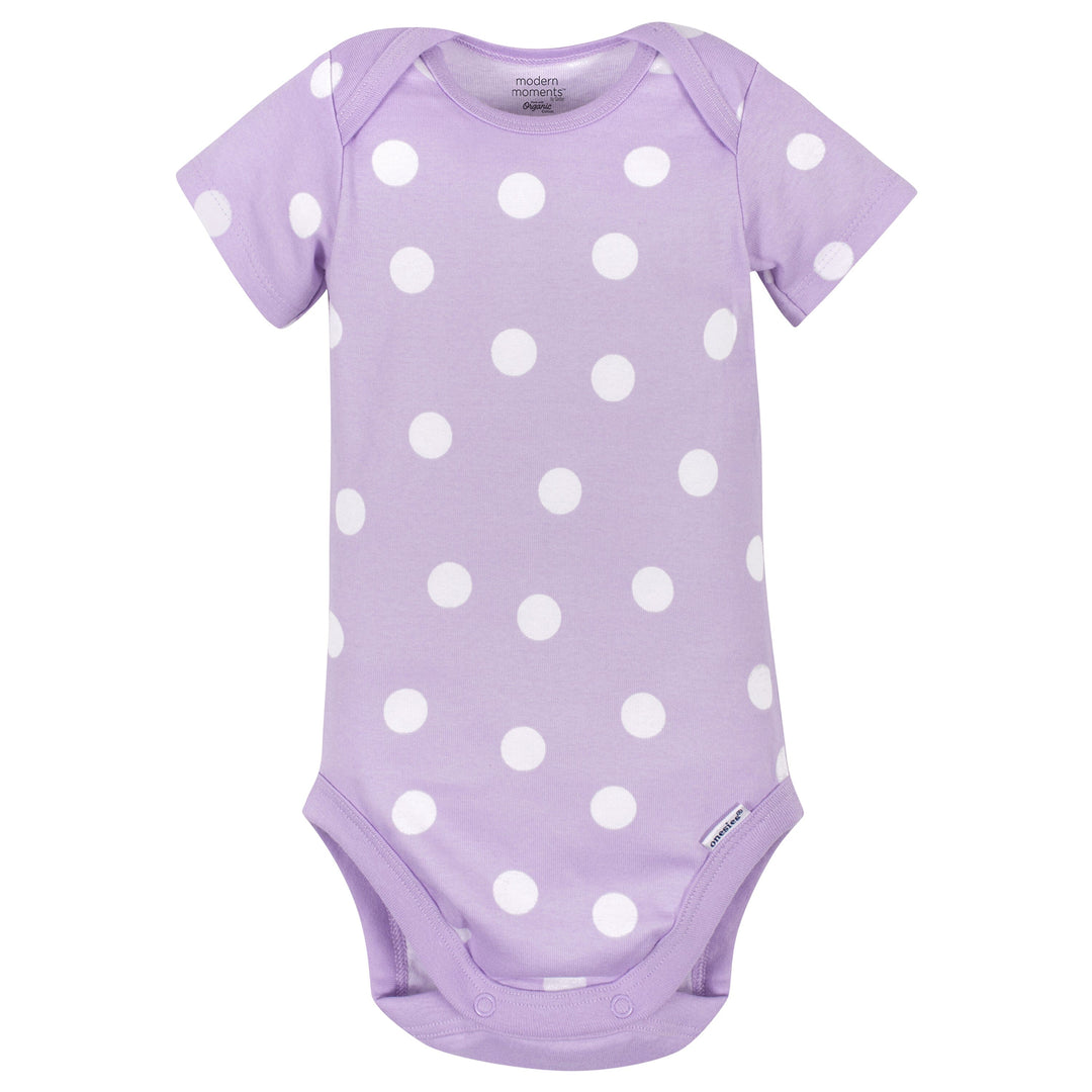 Baby Girls Dots Organic Short Sleeve Onesies® Bodysuit