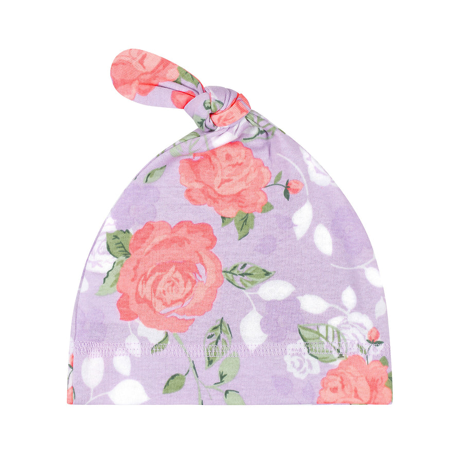 Baby Girls Lilac Roses Organic Cap