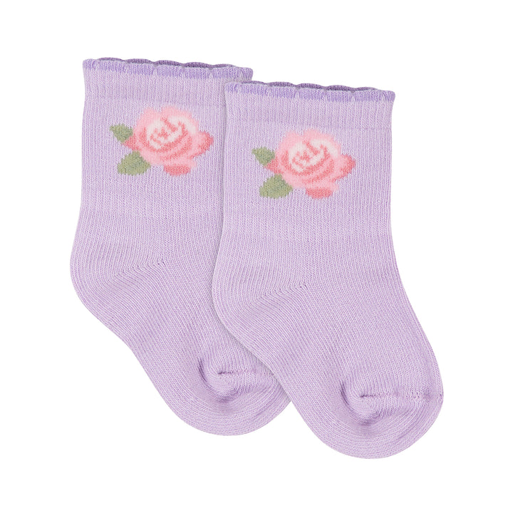 2-Pack Baby Girls Roses Organic Wiggle Proof® Socks