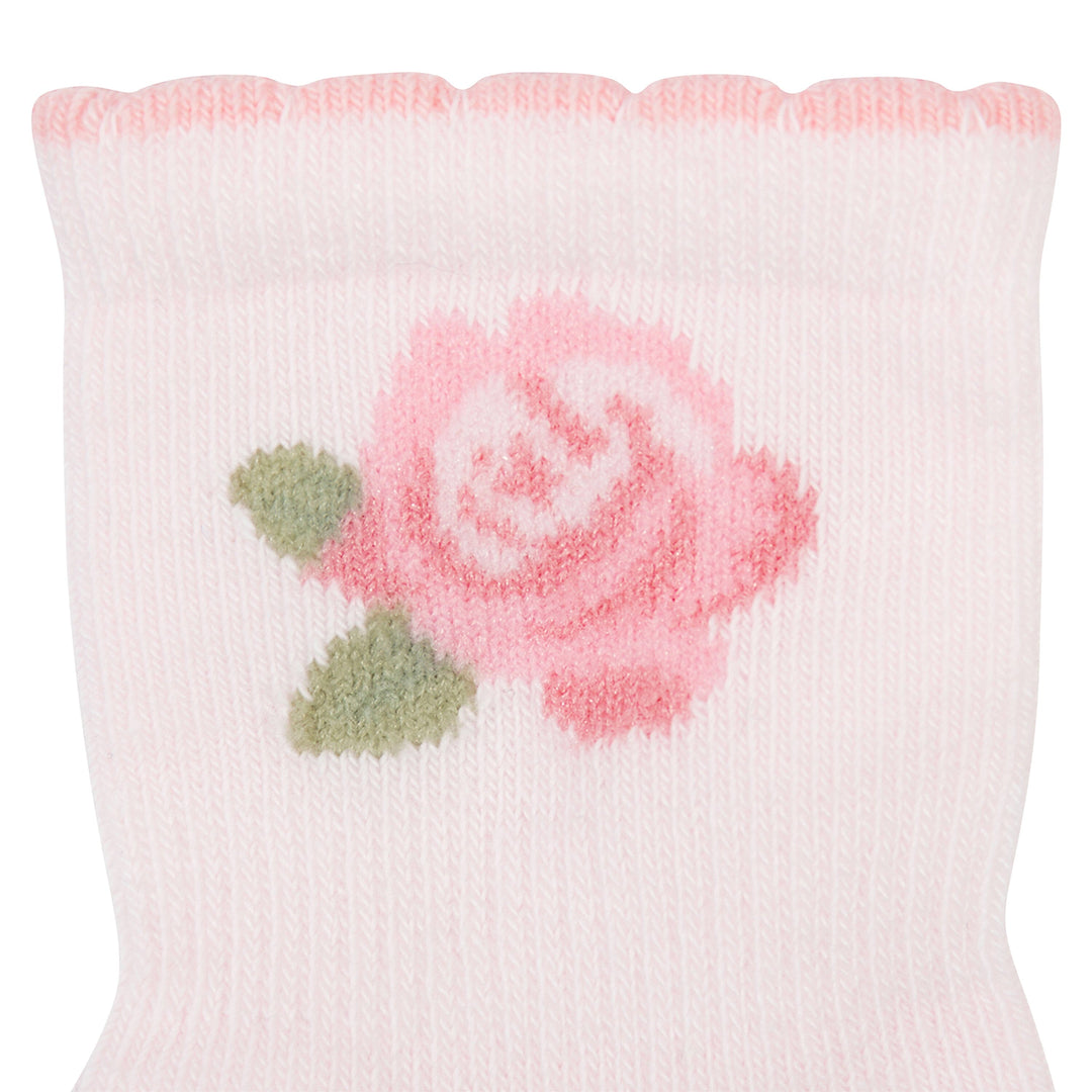 2-Pack Baby Girls Roses Organic Wiggle Proof® Socks