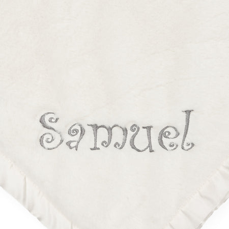 Embroidered Neutral Ivory Plush Blanket