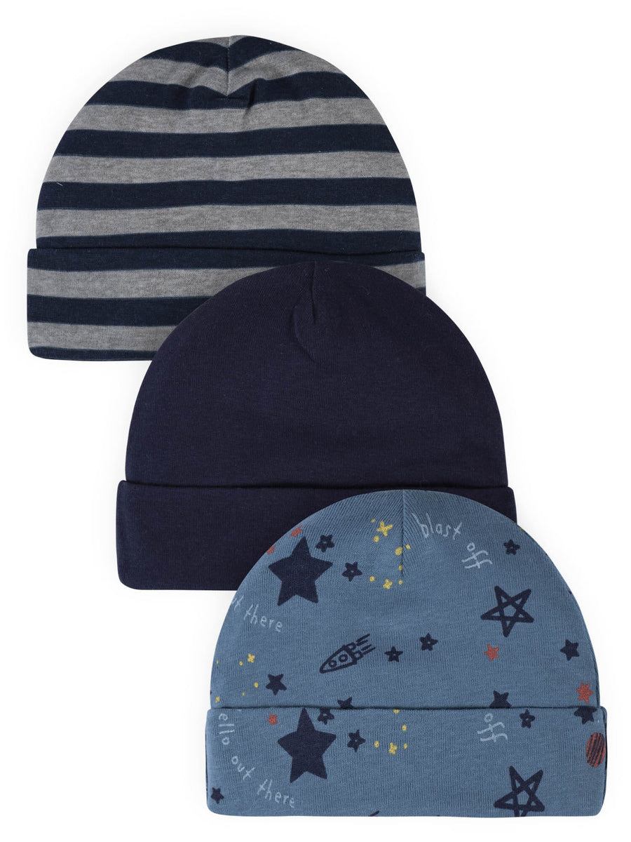 3-Pack Baby Boys Space Caps