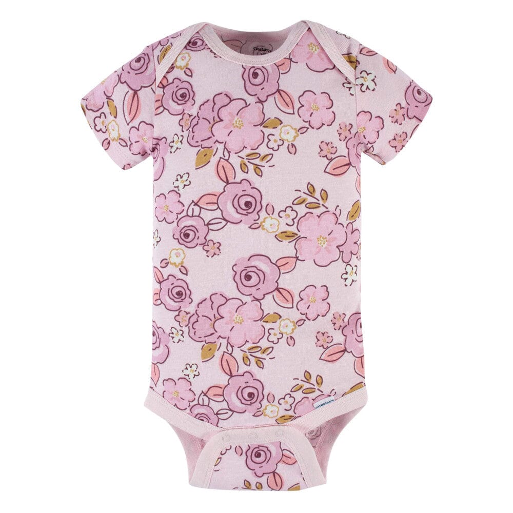 3-Pack Baby Girls Floral Princess Short Sleeve Onesies® Bodysuits