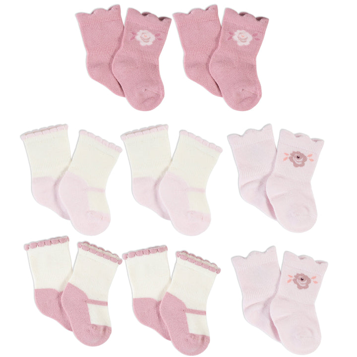 8-Piece Baby Girls Princess Wiggle-Proof™ Socks